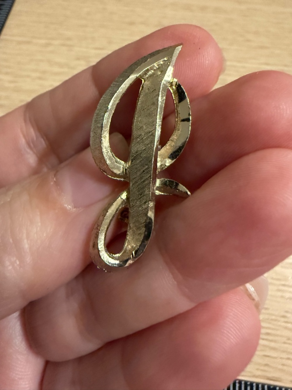 Gold Script Letter J Pin